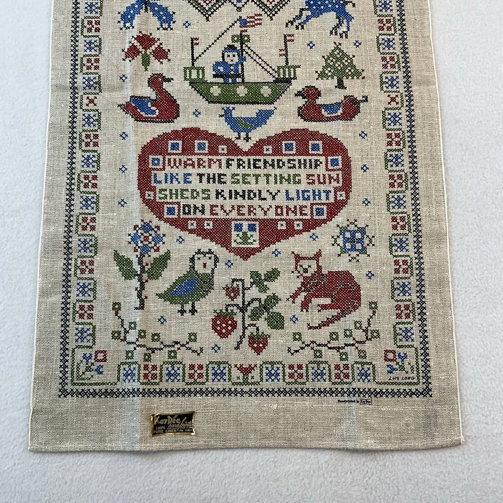 Kay Dee Handprints Linen Kitchen Towel Sampler Friendship Lois Long VTG NEW